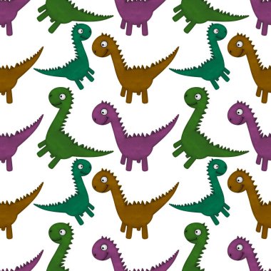 Kumaşlar, ambalajlar, çarşaflar, ambalajlar, ambalaj kağıtları ve yaz baskıları için kusursuz dinozor deseni.