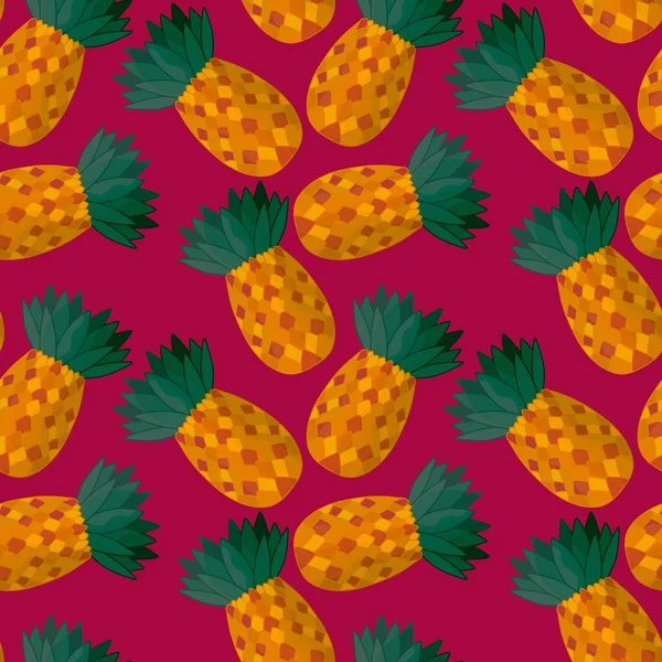 Modello di ananas senza cuciture estive per tessuti e tessuti e imballaggi e regali e carte e lenzuola e bambini — Foto Stock