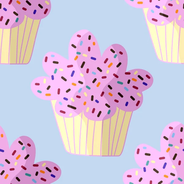 Cupcake seamless cartoon pattern for fabrics and packaging and linens and kids and wrapping paper and kitchen