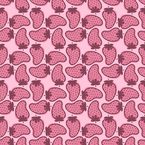 옷감 과 직물을 위한 과일 윤활유없는 딸기 무늬와 포장 과 선물 카드와 린네르 — 스톡 사진