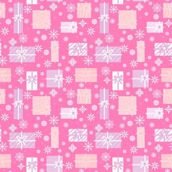 Nieuwjaar naadloze kerstbomen en cadeaus patroon voor stoffen en textiel en verpakkingen en kinderen en inpakpapier — Stockfoto