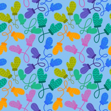 Kış eldivenleri kumaşlar, tekstil ve ambalajlar, Noel hediyeleri, çocuklar ve ambalaj kağıtları için kusursuz desen.