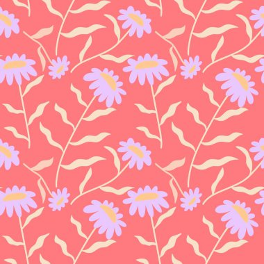 Kumaşlar, tekstil ve ambalajlar, hediyeler, kartlar, çarşaflar ve çocuklar için çiçeksiz çiçek deseni.