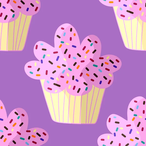 Cartone animato senza cuciture Cupcake per tessuti e imballaggi e biancheria e bambini e carta da imballaggio e cucina — Foto Stock