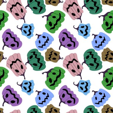 Cadılar Bayramı kumaşlar, tekstil ve ambalajlar, hediyeler, kartlar, çarşaflar ve çocuklar için kusursuz balkabağı deseni.