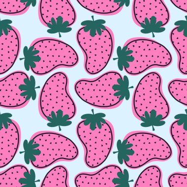 Kumaşlar, tekstil ve ambalajlar, hediyeler, kartlar ve çarşaflar için meyvesiz çilek deseni