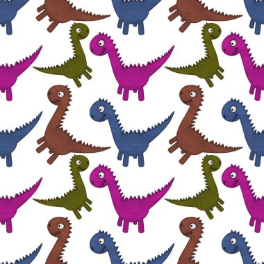 Kumaşlar, ambalajlar, çarşaflar, ambalajlar, ambalaj kağıtları ve yaz baskıları için kusursuz dinozor deseni.