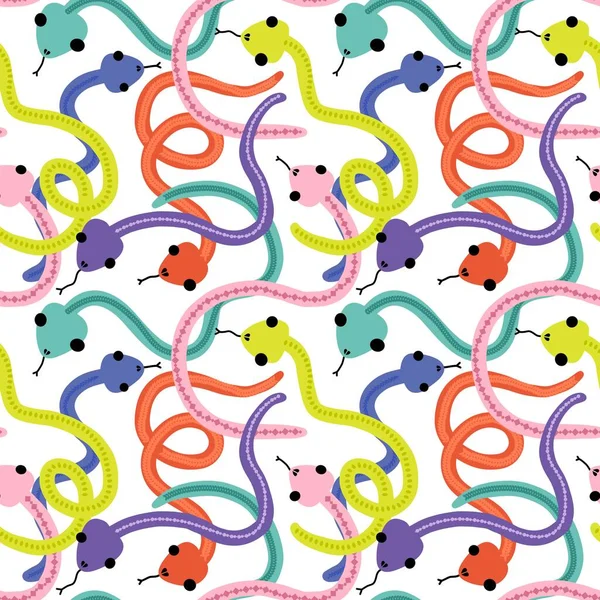 Cartoon seamless snakes pattern for textiles and packaging and gifts and cards and linens and kids and wrapping paper — Fotografia de Stock