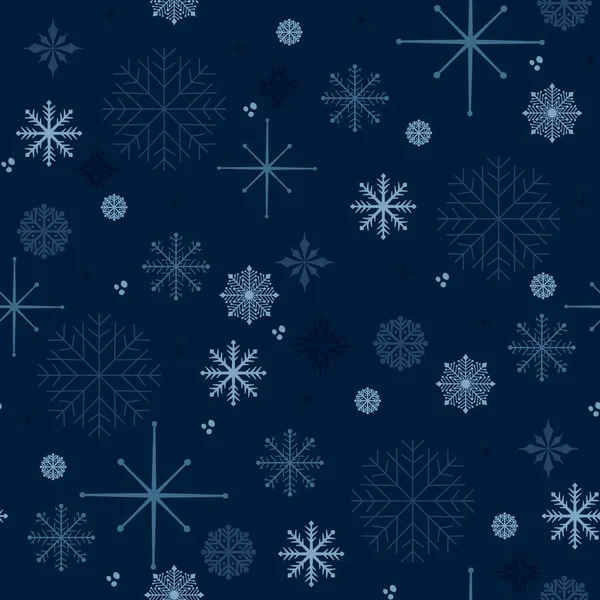 Patrón sin costuras con copos de nieve sobre fondo azul para embalaje y telas — Foto de Stock
