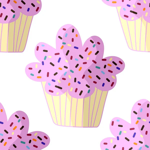 Cupcake seamless cartoon pattern for fabrics and packaging and linens and kids and wrapping paper and kitchen — Foto de Stock