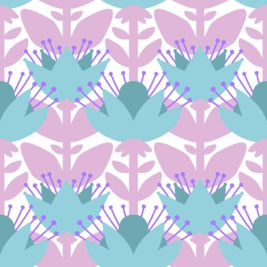 Tekstil, ambalaj, çarşaf ve çocuklar ve ambalaj kağıtları için basit, dikişsiz geometrik çiçek deseni.