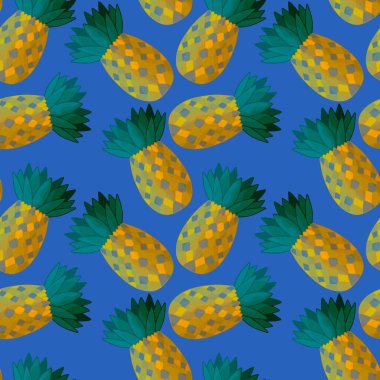 Kumaşlar, tekstil ve ambalajlar, hediyeler, kartlar, çarşaflar ve çocuklar için kusursuz ananas deseni.