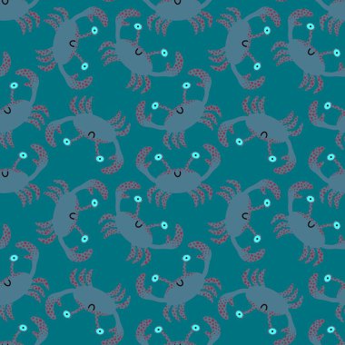 Yaz mevsiminde kumaşlar, tekstil ve ambalajlar, hediyeler, kartlar ve çarşaflar için dikişsiz yengeç deseni 