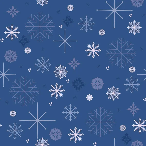 Bezešvé vzor se sněhové vločky na modrém pozadí pro balení a tkaniny — Stock fotografie