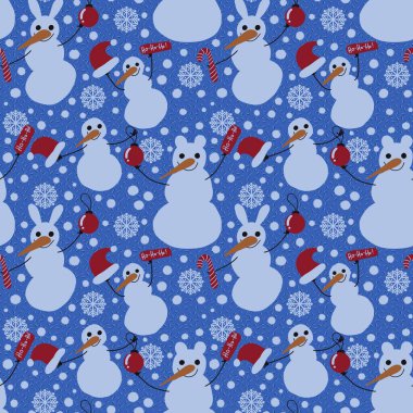 Kumaşlar, ambalajlar, hediyeler, kartlar, çocuklar ve ambalaj kağıtları için kusursuz kardan adam deseni