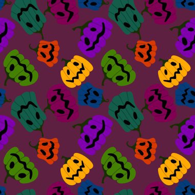 Cadılar Bayramı kumaşlar, tekstil ve ambalajlar, hediyeler, kartlar, çarşaflar ve çocuklar için kusursuz balkabağı deseni.