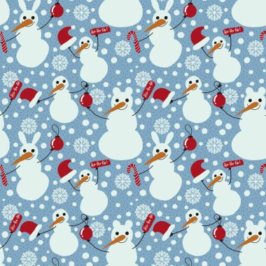 Kumaşlar, ambalajlar, hediyeler, kartlar, çocuklar ve ambalaj kağıtları için kusursuz kardan adam deseni