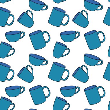 Kumaşlar, tekstil, ambalaj, hediyeler, mutfak ve çocuklar için kusursuz bardak desenli kahvaltı.