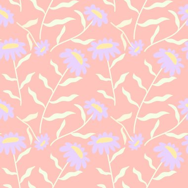 Kumaşlar, tekstil ve ambalajlar, hediyeler, kartlar, çarşaflar ve çocuklar için çiçeksiz çiçek deseni.