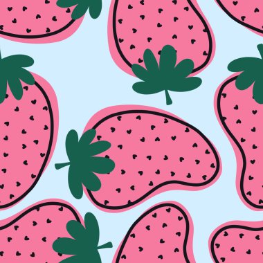 Kumaşlar, tekstil ve ambalajlar, hediyeler, kartlar ve çarşaflar için meyvesiz çilek deseni