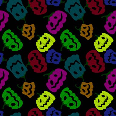 Cadılar Bayramı kumaşlar, tekstil ve ambalajlar, hediyeler, kartlar, çarşaflar ve çocuklar için kusursuz balkabağı deseni.