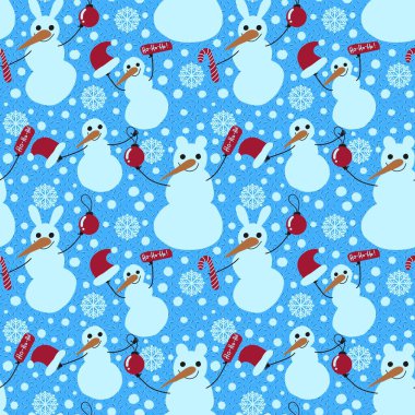 Kumaşlar, ambalajlar, hediyeler, kartlar, çocuklar ve ambalaj kağıtları için kusursuz kardan adam deseni