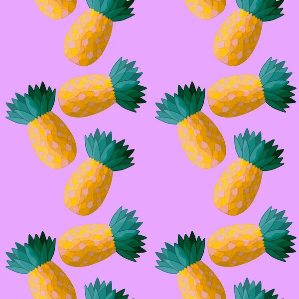 Letni bezszwowy wzór ananasa do tkanin i tekstyliów, opakowań, prezentów, kart, pościeli i dzieci — Zdjęcie stockowe