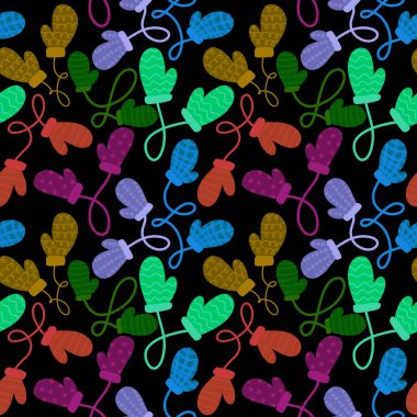 Kış eldivenleri kumaşlar, tekstil ve ambalajlar, Noel hediyeleri, çocuklar ve ambalaj kağıtları için kusursuz desen.