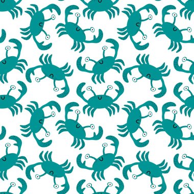 Yaz mevsiminde kumaşlar, tekstil ve ambalajlar, hediyeler, kartlar ve çarşaflar için dikişsiz yengeç deseni 