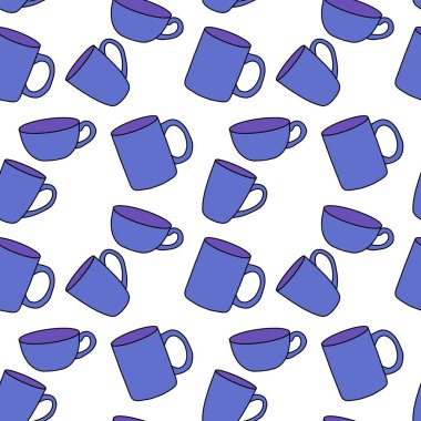 Kumaşlar, tekstil, ambalaj, hediyeler, mutfak ve çocuklar için kusursuz bardak desenli kahvaltı.