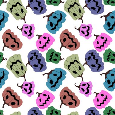 Cadılar Bayramı kumaşlar, tekstil ve ambalajlar, hediyeler, kartlar, çarşaflar ve çocuklar için kusursuz balkabağı deseni.