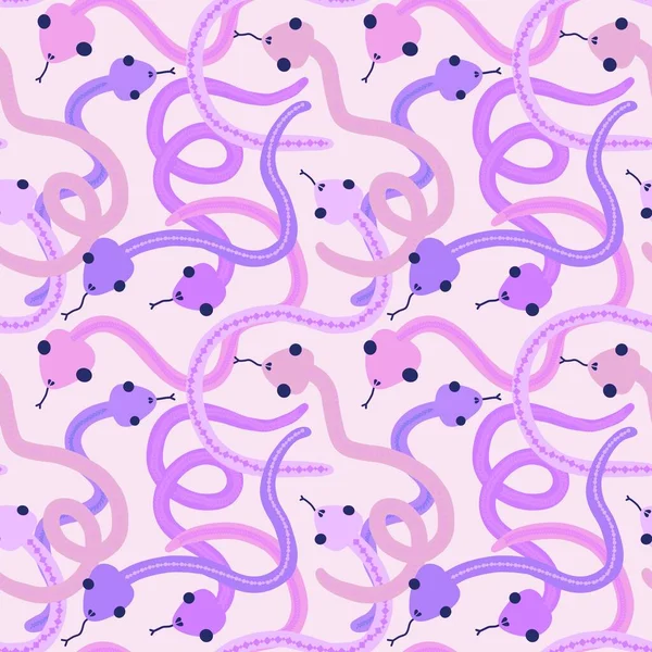 Cartoon seamless snakes pattern for textiles and packaging and gifts and cards and linens and kids and wrapping paper