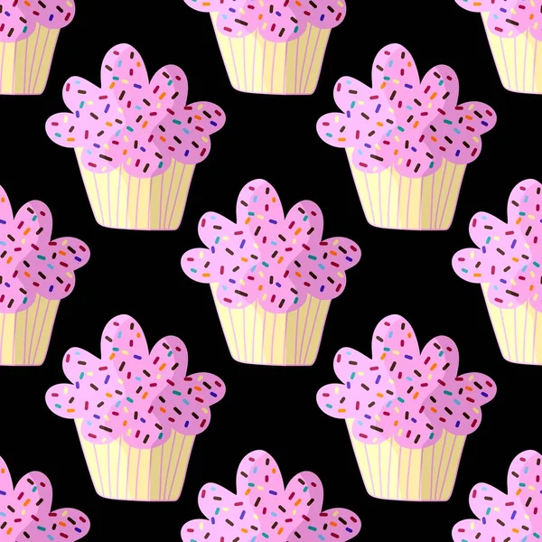 Cupcake seamless cartoon pattern for fabrics and packaging and linens and kids and wrapping paper and kitchen