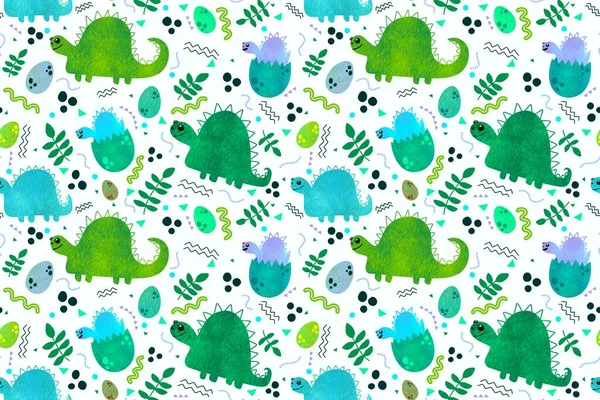 Kids seamless cartoon dinosaur pattern for textiles and packaging and gifts and linens and wrapping paper