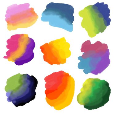 Kumaşlar, tekstil, çarşaflar, hediyeler, kartlar, çocuklar ve hobiler için renkli boya lekeleri koyun.