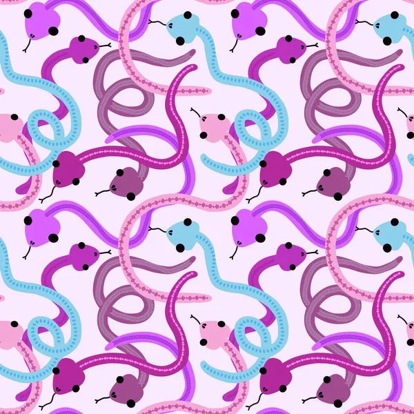 Cartoon seamless snakes pattern for textiles and packaging and gifts and cards and linens and kids and wrapping paper — Zdjęcie stockowe