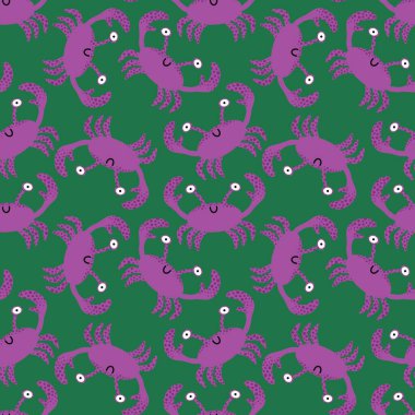 Yaz mevsiminde kumaşlar, tekstil ve ambalajlar, hediyeler, kartlar ve çarşaflar için dikişsiz yengeç deseni 