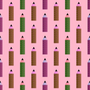 School kids seamless pencil pattern for wallpaper and fabrics and textiles and packaging and gifts and wrapping paper