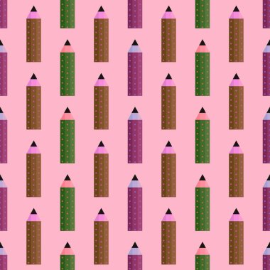 School kids seamless pencil pattern for wallpaper and fabrics and textiles and packaging and gifts and wrapping paper