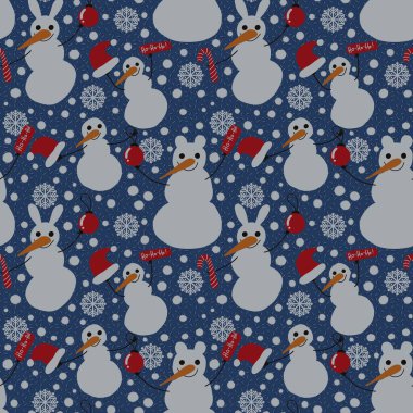 Kumaşlar, ambalajlar, hediyeler, kartlar, çocuklar ve ambalaj kağıtları için kusursuz kardan adam deseni