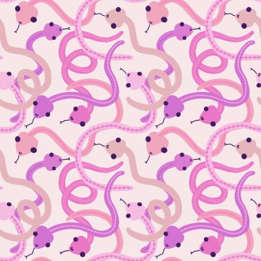 Tekstil ve ambalajlar, hediyeler, kartlar, çarşaflar, çocuklar ve ambalaj kağıtları için kusursuz yılan desenleri.