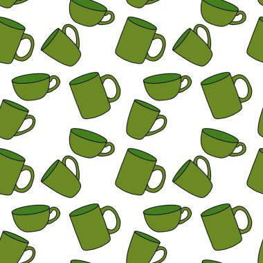 Kumaşlar, tekstil, ambalaj, hediyeler, mutfak ve çocuklar için kusursuz bardak desenli kahvaltı.