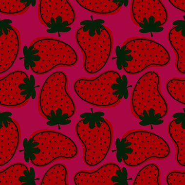 Kumaşlar, tekstil ve ambalajlar, hediyeler, kartlar ve çarşaflar için meyvesiz çilek deseni