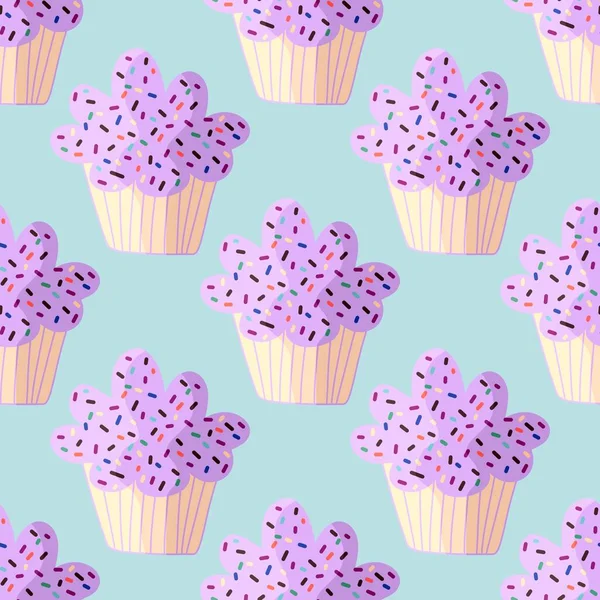 Cupcake seamless cartoon pattern for fabrics and packaging and linens and kids and wrapping paper and kitchen — 스톡 사진