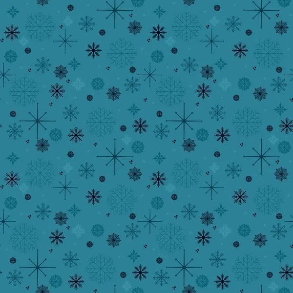 Płynny wzór z płatkami śniegu na niebieskim tle do pakowania i tkanin — Zdjęcie stockowe