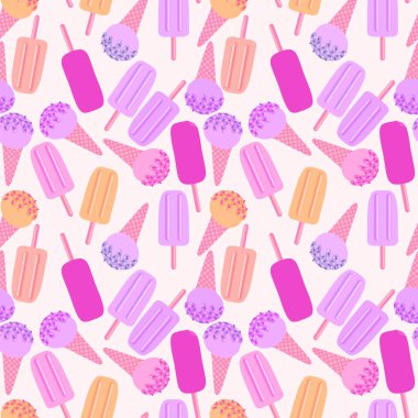 Yaz ayları karikatürsüz dondurma desenli tekstil ve ambalaj ve hediyeler, çarşaflar ve çocuklar ve ambalaj kağıtları.