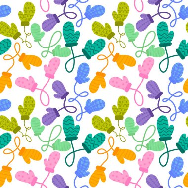 Kış eldivenleri kumaşlar, tekstil ve ambalajlar, Noel hediyeleri, çocuklar ve ambalaj kağıtları için kusursuz desen.