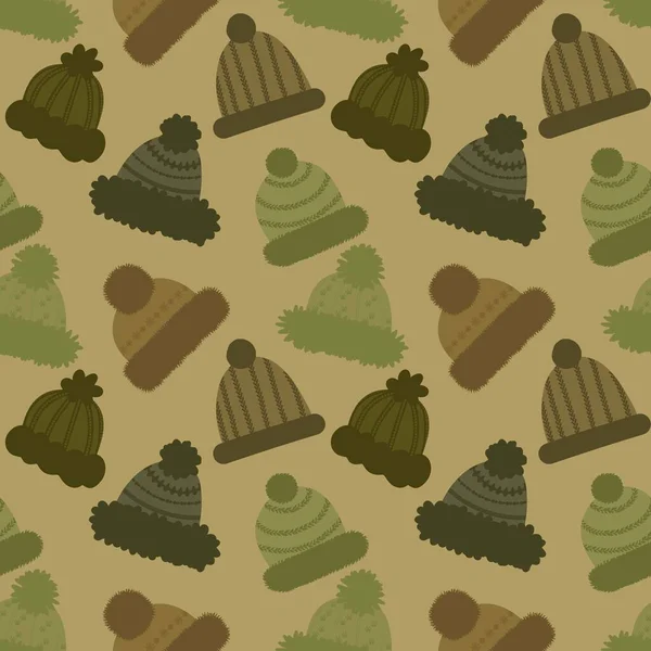 Winter Hat Seamless Cartoon Pattern Fabrics Textiles Packaging Gifts Cards — Zdjęcie stockowe