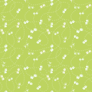 Hayvanların ayak izleri, kumaşlar, tekstil, ambalajlar, çarşaflar, hediyeler, kartlar, ambalaj kağıtları ve çocuklar için kusursuz dinozor deseni. Yüksek kalite fotoğraf