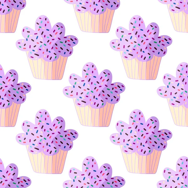 Cupcake seamless cartoon pattern for wallpaper and fabrics and textiles and packaging and gifts and cards and linens and kids and wrapping paper and kitchen. High quality photo